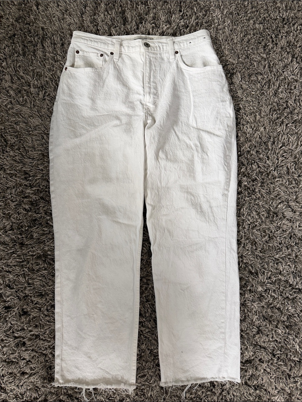 Abercrombie & Fitch High Rise White Straight Jeans